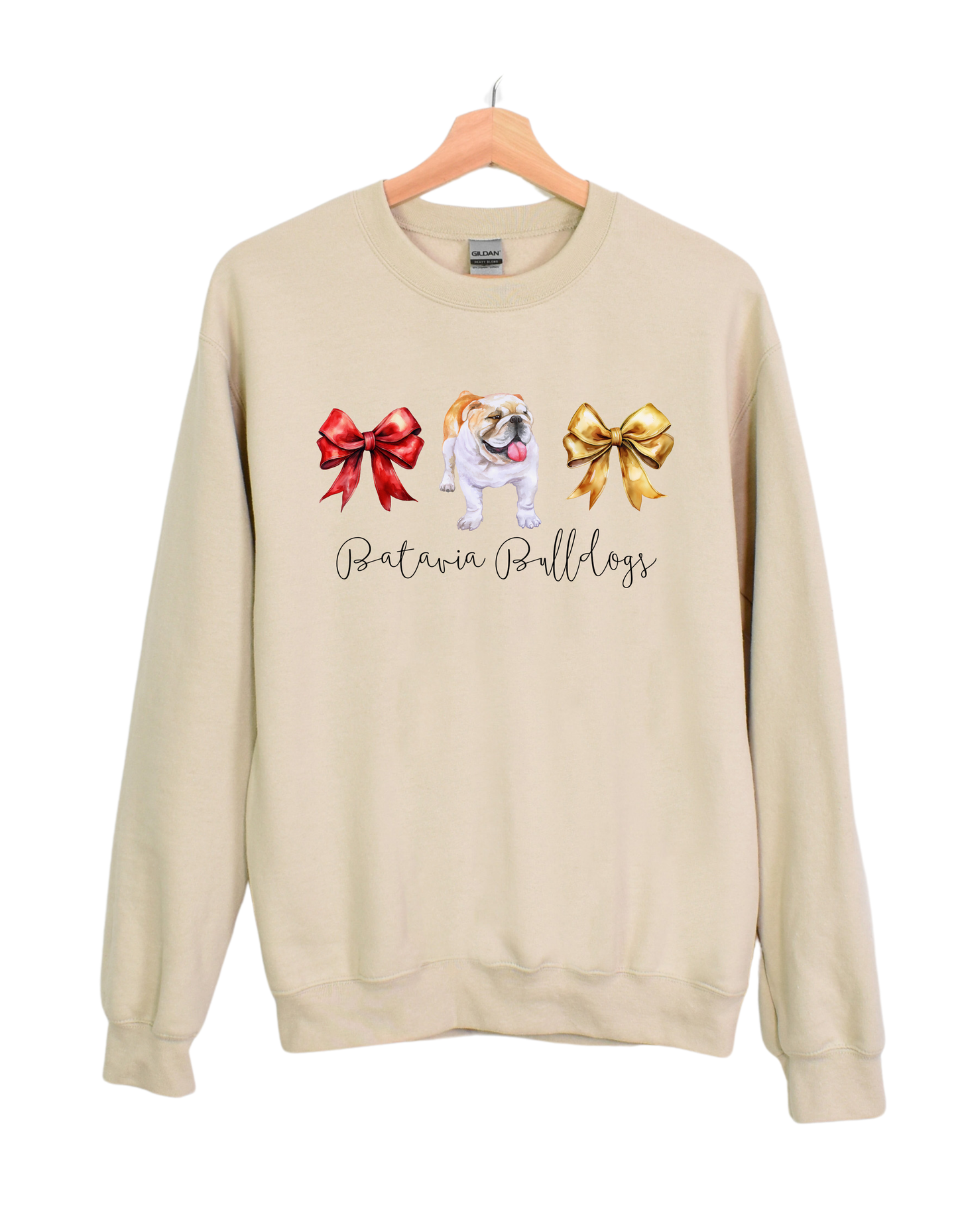 Batavia Bulldogs Bow Adult Fleece Crewneck Sweatshirt