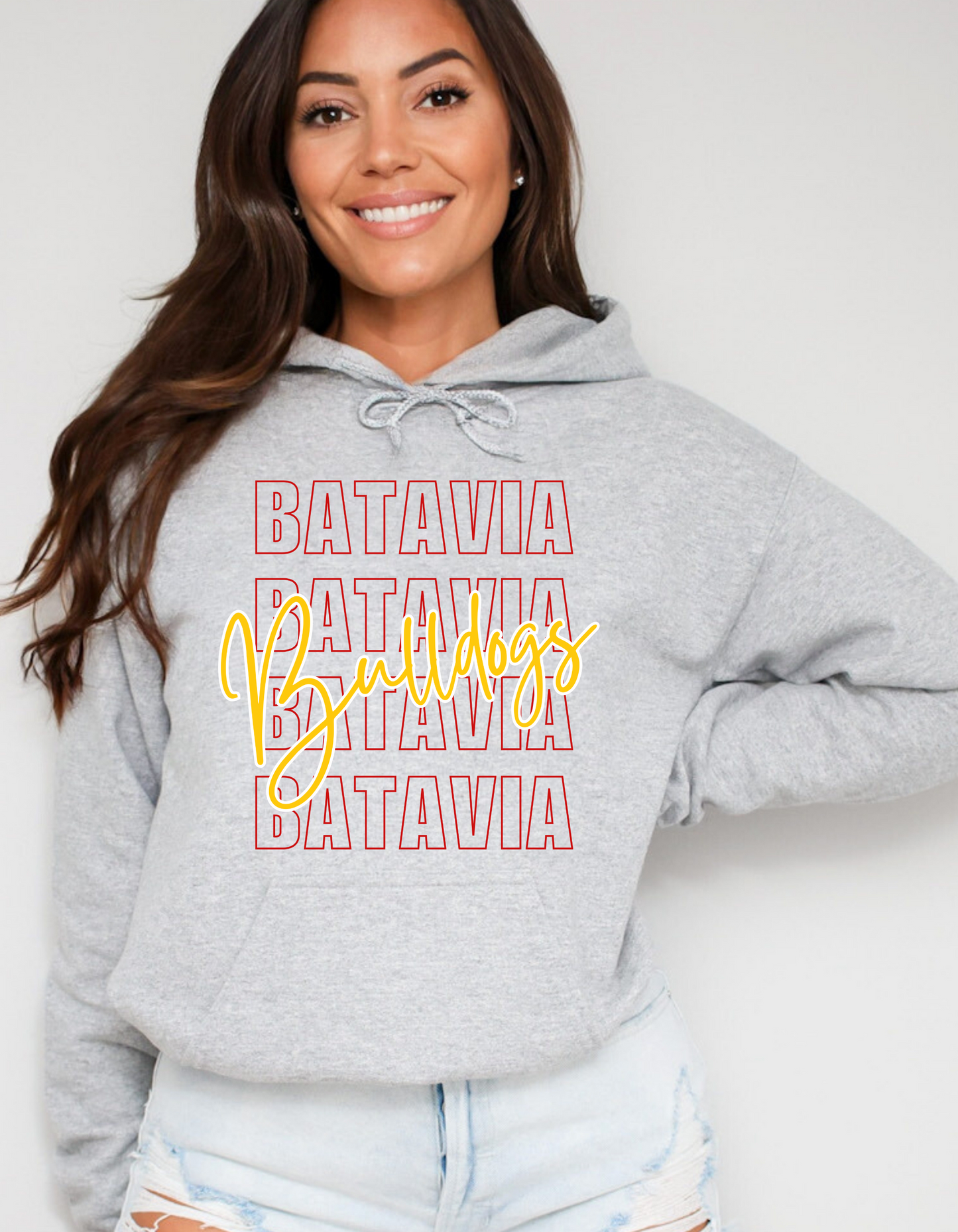 Batavia Bulldogs Script Adult Fleece Hooded Sweatshirt