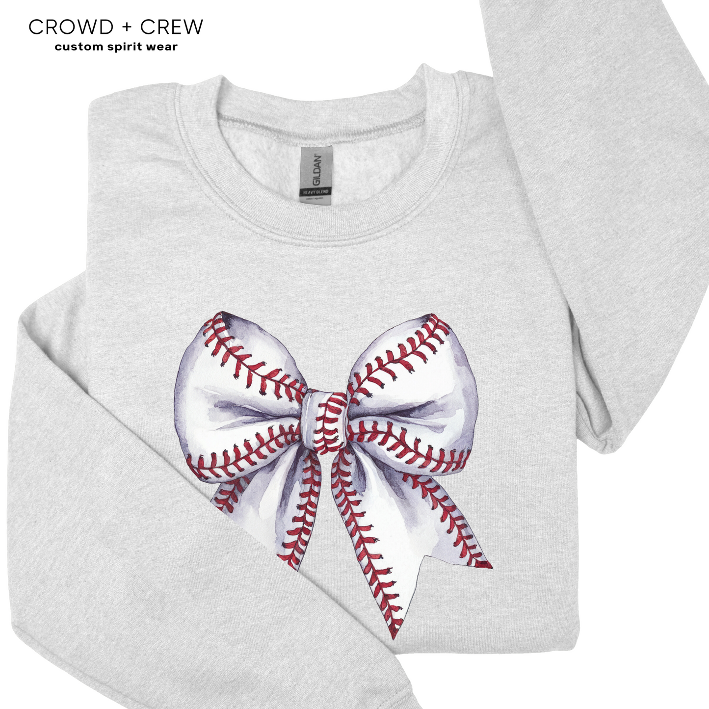 Baseball Bow Adult Fleece Crewneck Sweatshirt